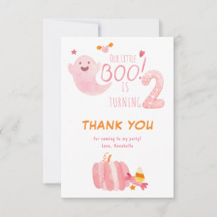 Carte De Remerciements Fantôme rose Petites filles Boo Deuxième anniversa