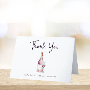 Carte De Remerciements Fard Roseau Aquarelle Vin Mariage
