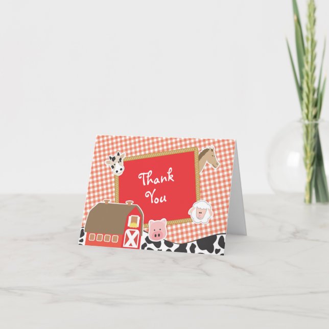 Carte De Remerciements Farm Animals Baby Shower Thank You Cards (Devant)