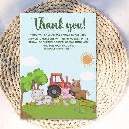 Carte De Remerciements Farm Barnyard Baby Shower