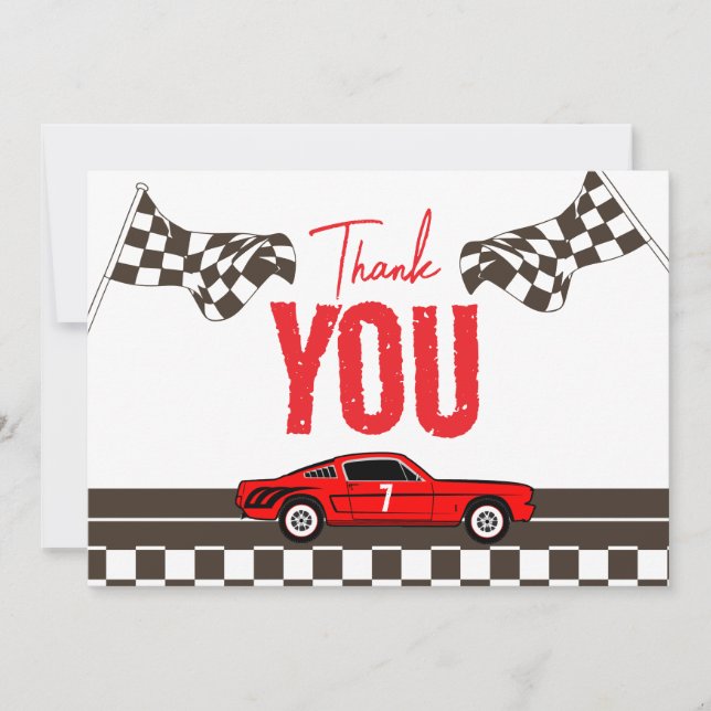 Carte De Remerciements Fast One Race Car Boy 1ère fête d'anniversaire (Devant)