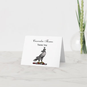 Carte De Remerciements Faucon de chasse héraldique portant le casque C