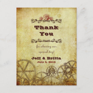 Carte De Remerciements Faux Antique Gold Victorian Steampunk Mariage