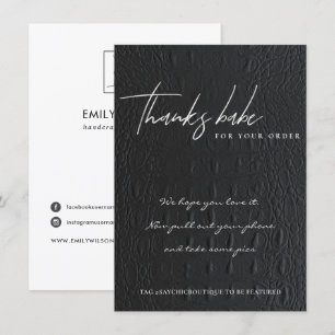 CARTE DE REMERCIEMENTS FAUX BLACK LEATHER ENTREPRISE LOGO