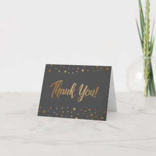 Carte De Remerciements Faux confettis d'or gris moderne 50e anniversaire