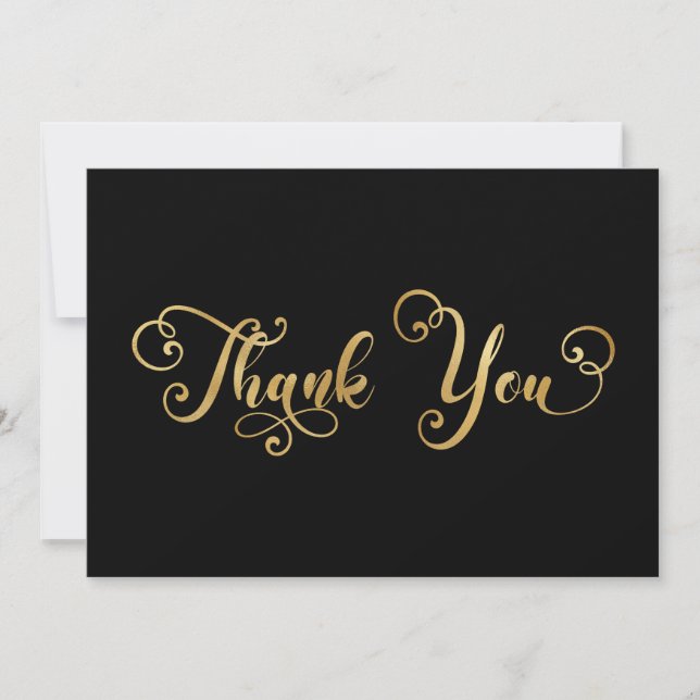 Carte De Remerciements Faux Gold Foil Calligraphie Noir décoratif (Devant)