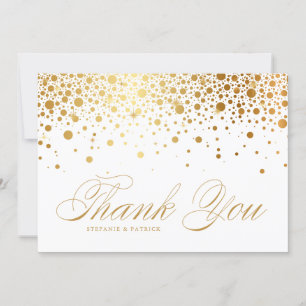 Carte De Remerciements Faux Gold Foil Confetti Mariage