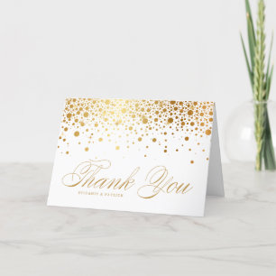 Carte De Remerciements Faux Gold Foil Confetti Mariage