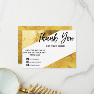 Carte De Remerciements Faux Gold Foil Média géométrique Insertion Remerci