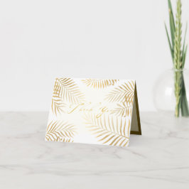 Carte De Remerciements Faux Gold Foil Palm Feuille Mariage tropical