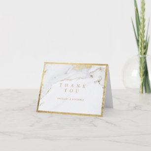 Carte De Remerciements Faux gold marble luxury modern wedding thank you
