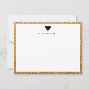 Carte De Remerciements Faux Gold Parties scintillant Bordure Coeur Person