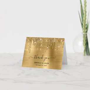 Carte De Remerciements Faux Gold Parties scintillant Mariage à huile