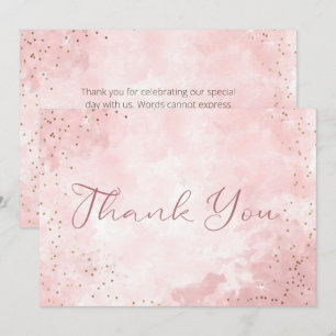 Carte De Remerciements Faux Gold Parties scintillant & Pink Modern Mariag