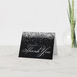Carte De Remerciements Faux Pailleté Argent Paillettes Noir