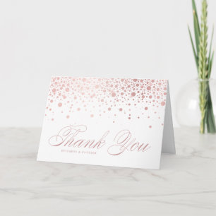 Carte De Remerciements Faux Rose Gold Confetti Dots Mariage