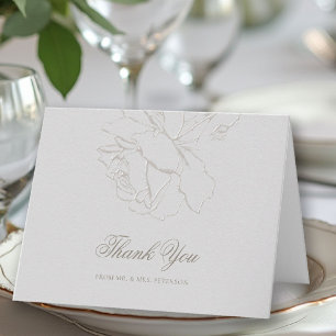 Carte De Remerciements Faux Roses en relief ivoire Mariage Formel Classiq