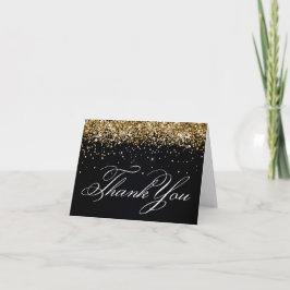 Carte De Remerciements Faux Sparkly Gold Parties scintillant Noir