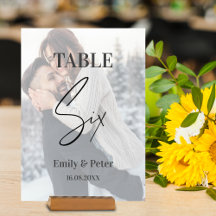 Faux Vellum Photo Mariage moderne SIX Numéro de ta