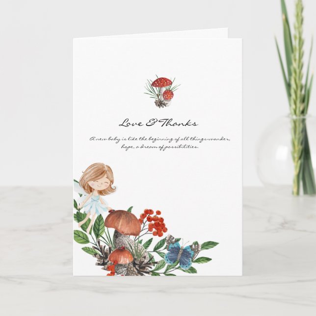Carte De Remerciements Fée enchantée | Baby Shower Forêt d'Automne (Devant)