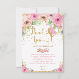 Carte De Remerciements Fée florale rose fantaisiste Baby Shower Anniversa