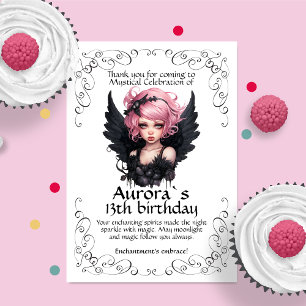 Carte De Remerciements Fée Goth Pastel Noir Et Rose 13e Anniversaire