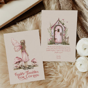 Carte De Remerciements Fée rose pâle première fête d'anniversaire Personn
