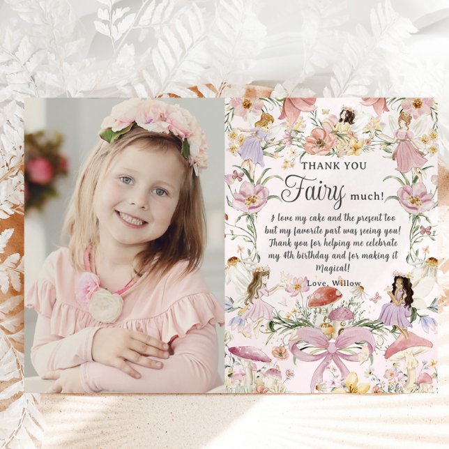 Carte De Remerciements Fées Whimsical Anniversaire Fleur Jardin Photo (Créateur téléchargé)