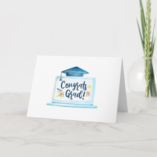Carte De Remerciements Félicitations Grad Virtual School Graduation Card (Devant)