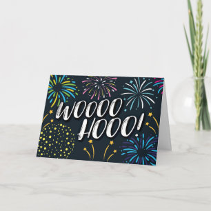 Carte De Remerciements Félicitations, WOOO HOOO ! avec Fireworks et Sta