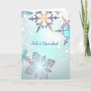Carte De Remerciements Feliz Navidad Noël FêteBlue Snowflake