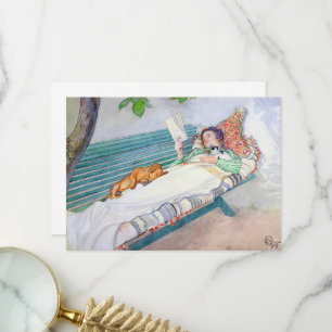 Carte De Remerciements Femme allongée sur un banc par Carl Larsson