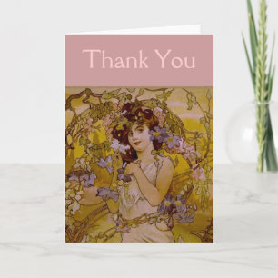 Carte De Remerciements Femme Art nouveau avec Clematis