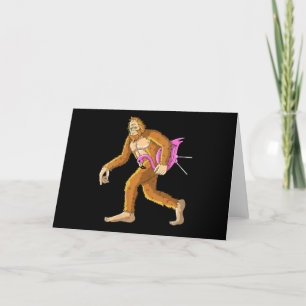 Carte De Remerciements Femme Bigfoot Avec Flamant rose Animal Costume Cad
