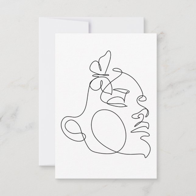 Carte De Remerciements Femme Face Line Art (Devant)
