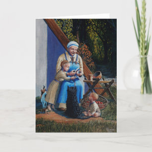 Carte De Remerciements Femme/mère/enfants Viking -- chien Scottie, chat 2