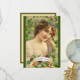 Carte De Remerciements Femme victorienne en détresse dans le jardin