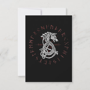 Carte De Remerciements Fenrir Wolf D'Odin Celtic Norse Runes Déchiré