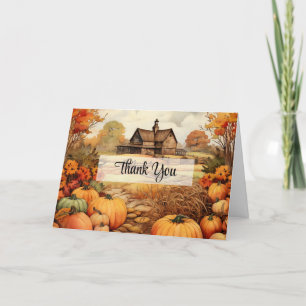 Carte De Remerciements Ferme citrouille automne récolte Thanksgiving