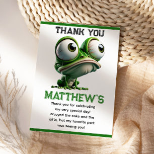 Carte De Remerciements Ferme de grenouille mignonne et folle Thème 1er an