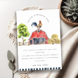 Carte De Remerciements Ferme de poussins de grange rouge mignonne Anniver
