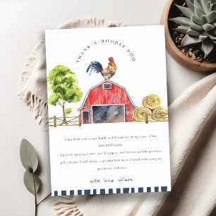 Carte De Remerciements Ferme de poussins mignons à grange rouge Anniversa