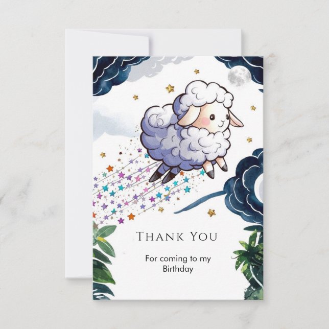 Carte De Remerciements Ferme fantaisiste - Mouton d'anniversaire (Devant)