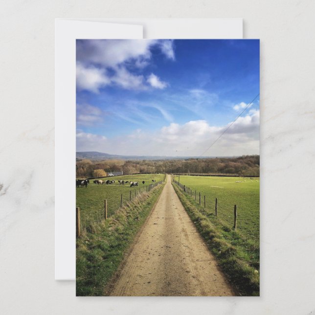 Carte De Remerciements Fermes | Français Camptryside Dirt Road (Devant)