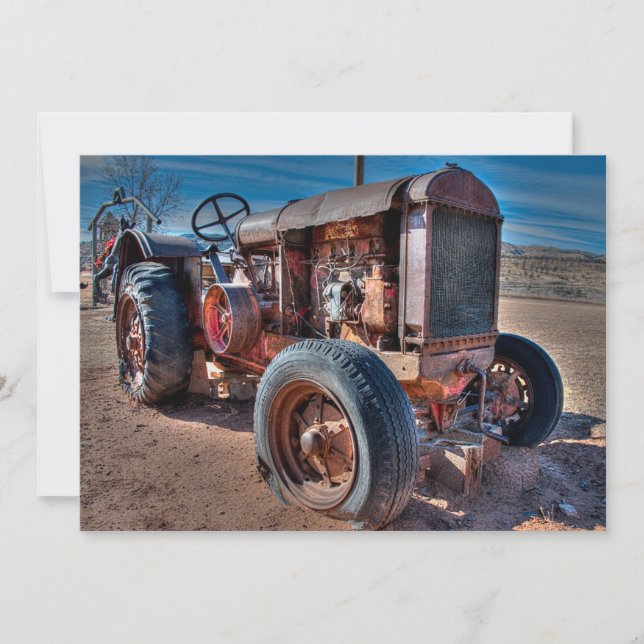 Carte De Remerciements Fermes | Tracteur d'antiquité rouillé (Devant)