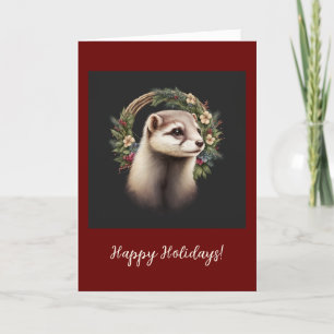 Carte De Remerciements Festive Ferret Animaux de compagnie Plié Vacances 
