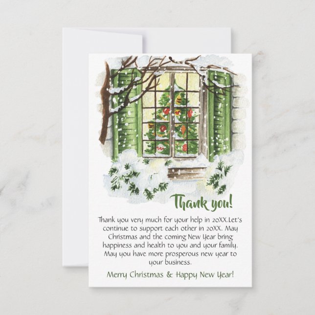 Carte De Remerciements Festive Maison de campagne Noël Fêtes d'entreprise (Devant)