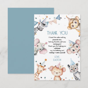 Carte De Remerciements Fête animaux mignonette safari garçon fête d'anniv
