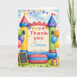 Carte De Remerciements Fête Anniversaire Château Gonflable Coloré