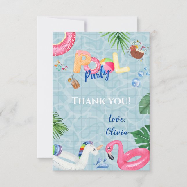 Carte De Remerciements Fête au bord de la piscine  (Devant)